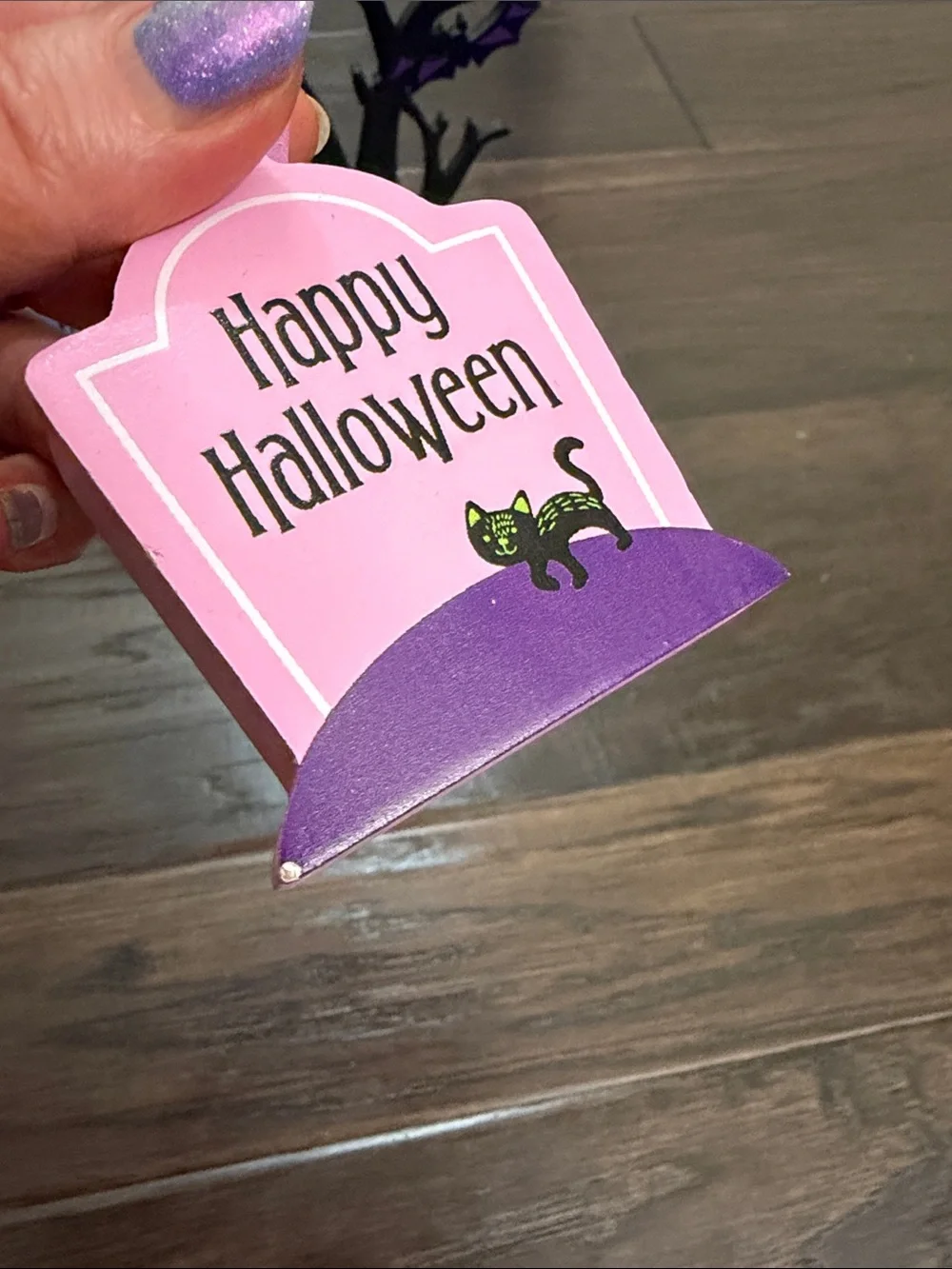 Halloween Décor Set - Black Tree with Purple and Pink Tombstones